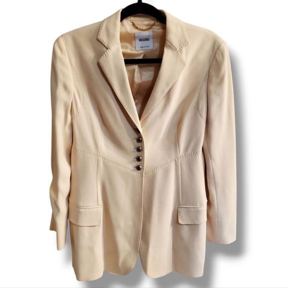 MOSCHINO Single Breast 5 Button Tailored Y2K Notch Lapel Vintage Stitch Blazer - Picture 2 of 15